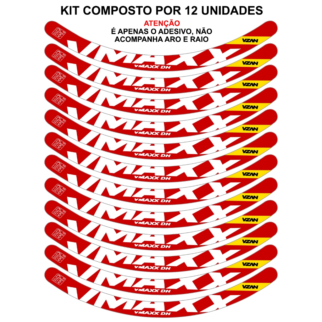 Kit 12 Adesivos Vmaxx Roda Bike Vzan 2023 Freio a Disco Bicicleta Ciclismo Aro 26 Aro 29 · foto 2