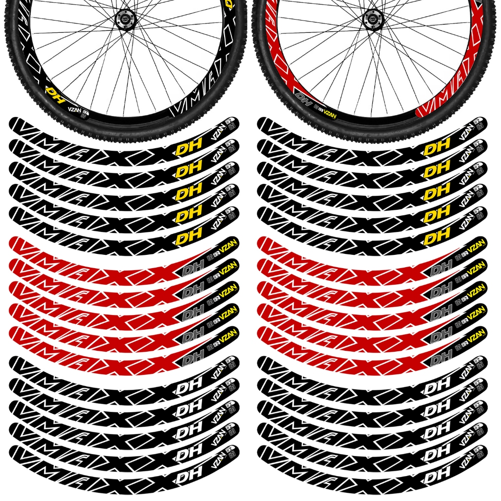 Kit 12 Adesivos Vmaxx Roda Bike Vzan Dh Freio a Disco Bicicleta Ciclismo Aro 26 Aro 29