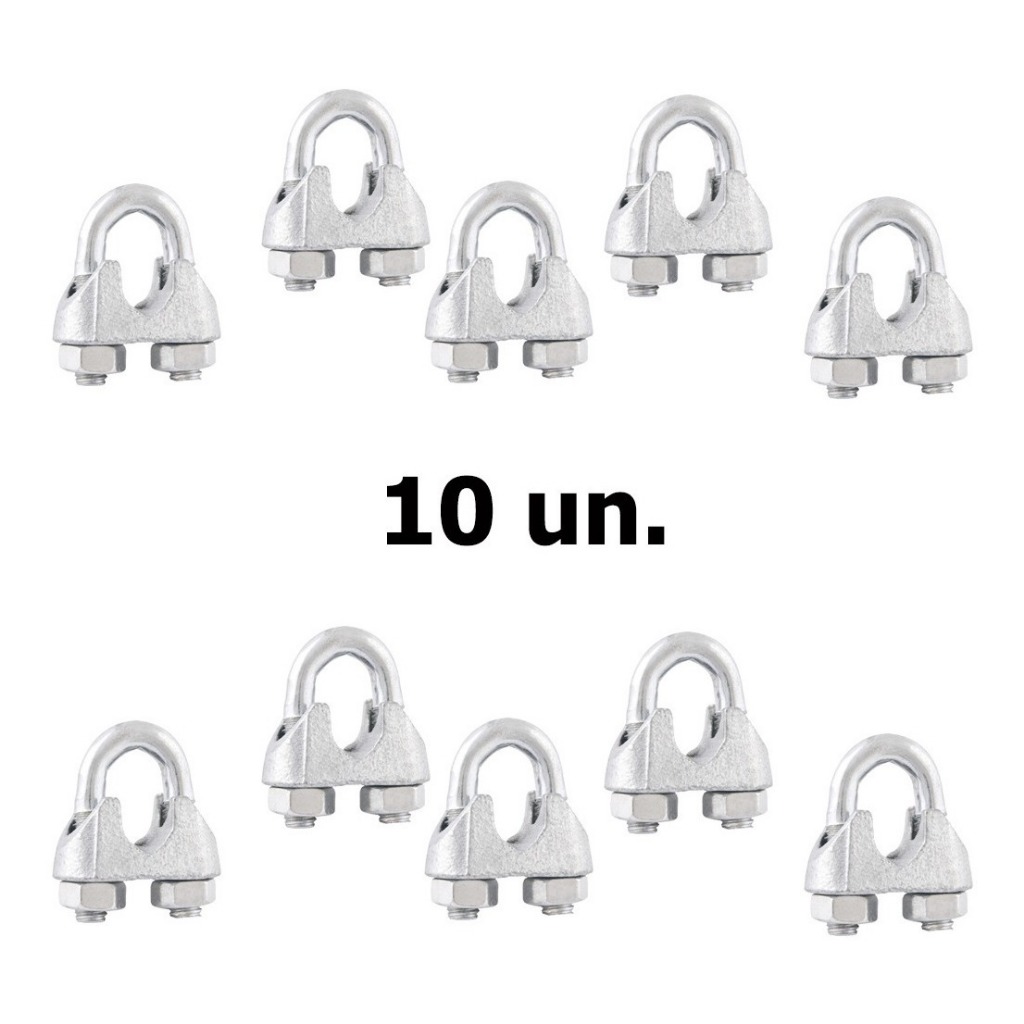 10 Unidades Clips Grampo P/cabo De Aco 1/8 Academia