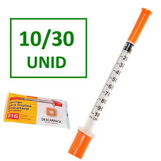 10/30 Unid. Seringa Insulina 1ml Com Agulha 6x0,25 (31G) Descarpack em Oferta na Shopee