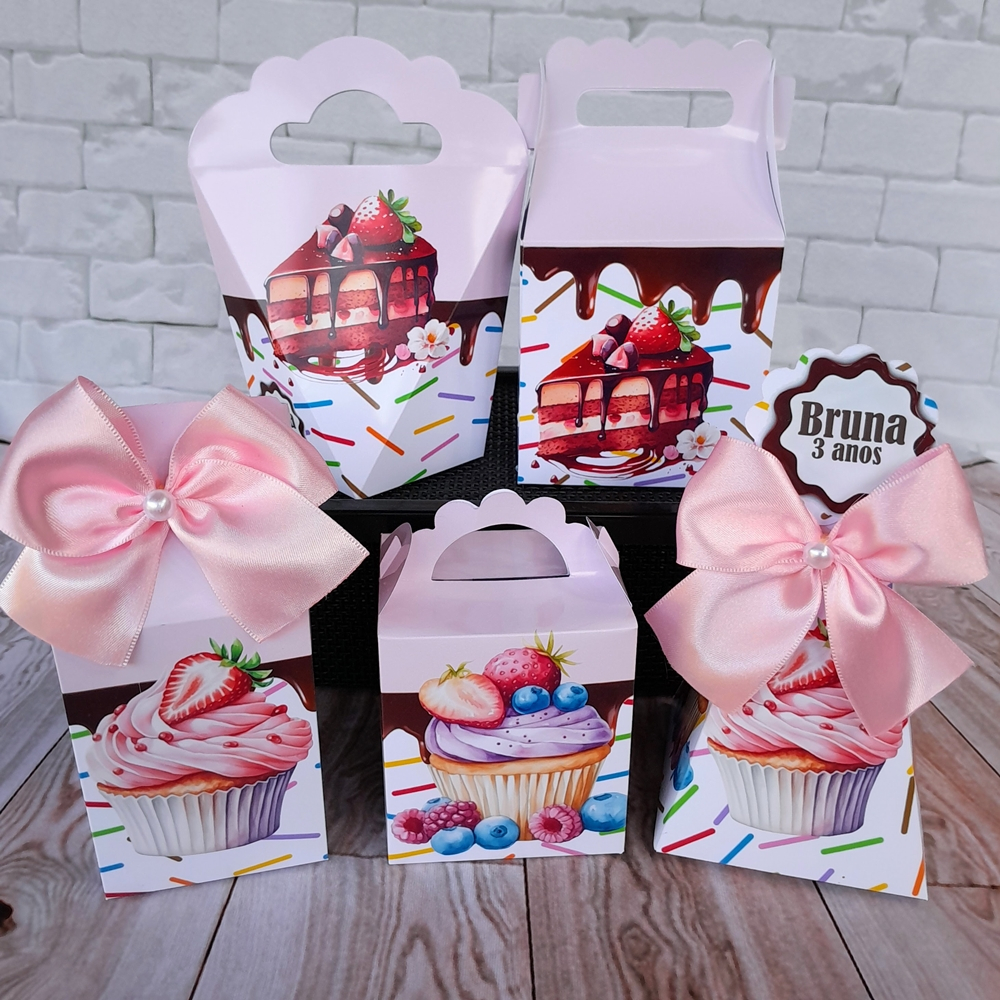 PEGUE E MONTE - Kit Festa Caixas Personalizadas Confeitaria Doces, Lembrancinhas para Aniversário Confeitaria