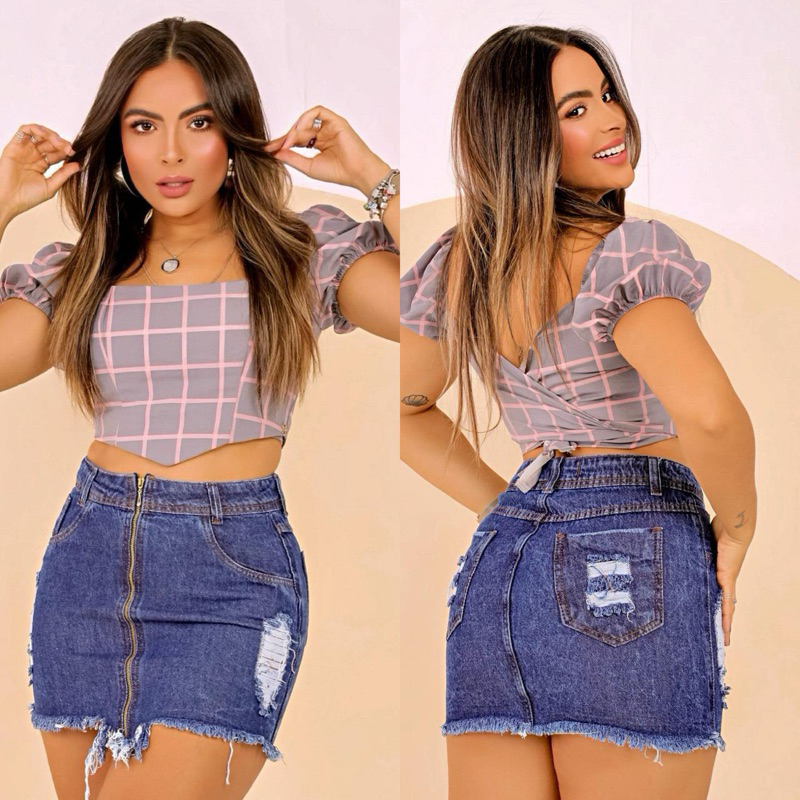 Saia Jeans Ziper Na Frente em Oferta Shopee 2025
