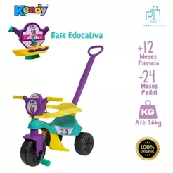 Kemotoca Violotrol Patrulha Canina Motoca Baby Dog Triciclo C/ Empurrador Pedal Haste Lateral Menino Menina Bebe