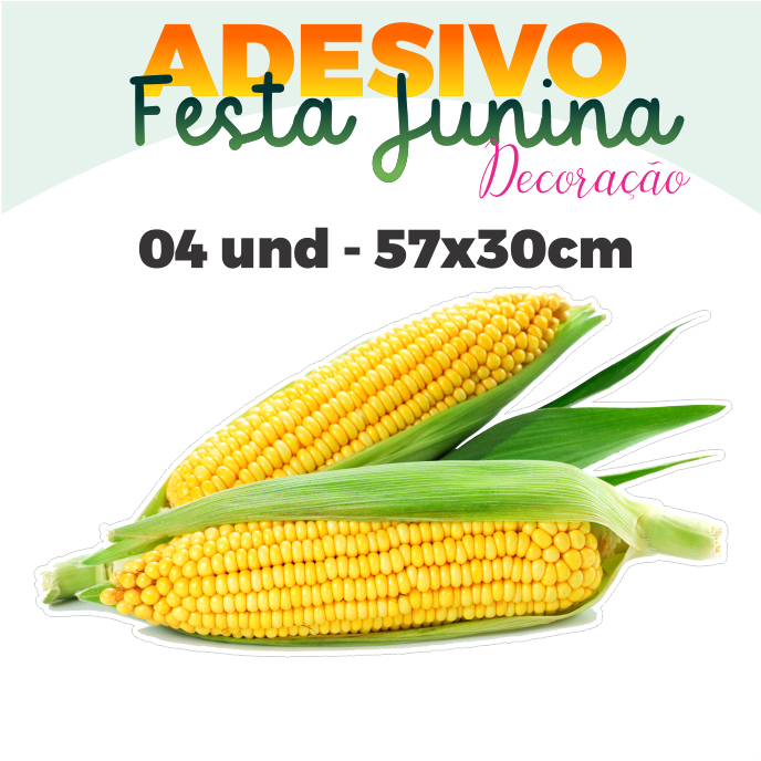 Adesivo para Festa Junina - Milho - 04 unidades - 57x30cm - Decore sua Festa - REF 01