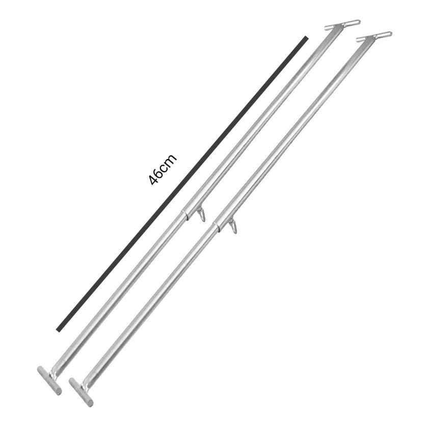 Kit 2 Suportes Extensores P/ Espetos Grelha Churrasqueiro Cromado do 46cm fechado ao 85cm aberto