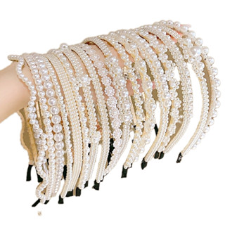 kits 3/6/12 Tiaras Arquinho De Pérolas branco Para Cabelo Sortido em Oferta na Shopee