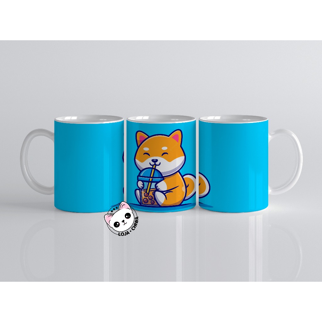 Caneca Personalizada Cachorro Kawaii Cha de Bolhas Lindinho Bonito Presente Cerâmica Importada
