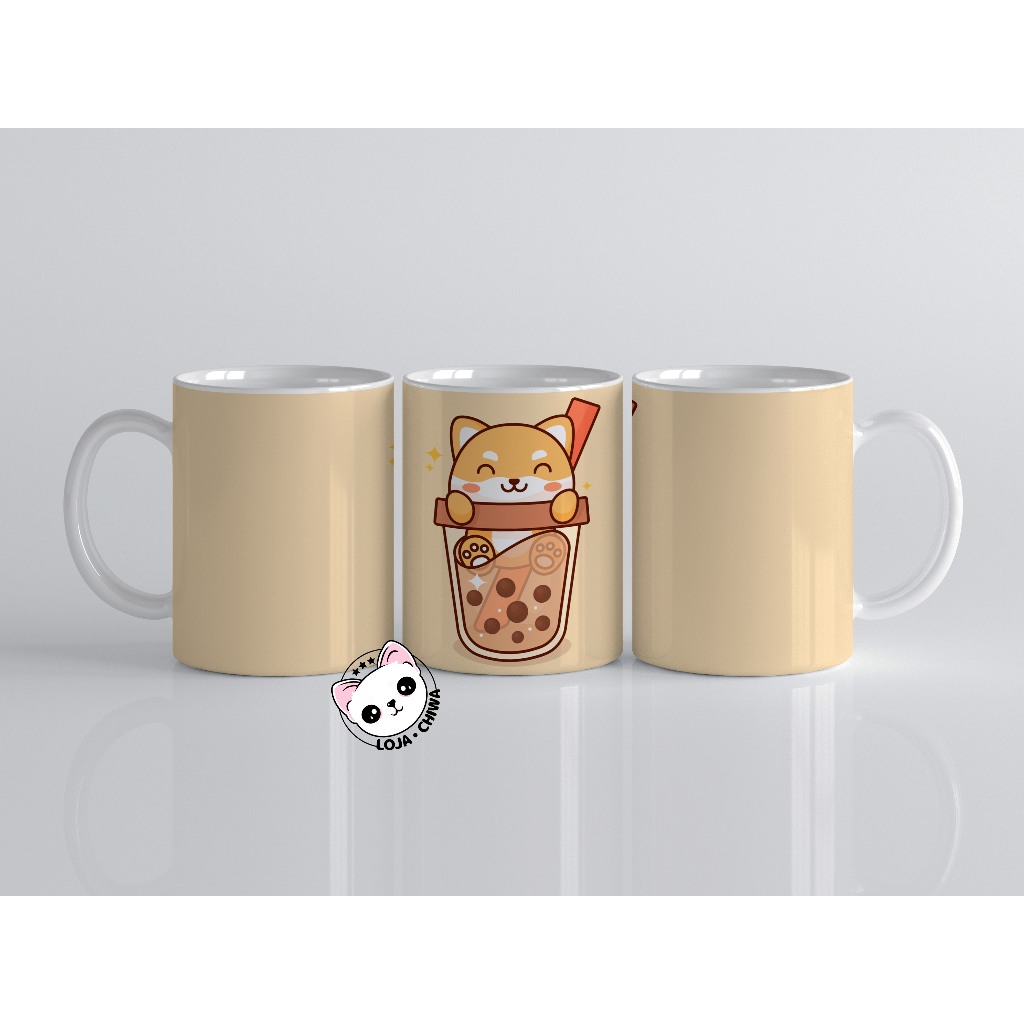 Caneca Personalizada Cachorro Kawaii Cha de Bolhas Lindinho Bonito Presente 1 Cerâmica Importada