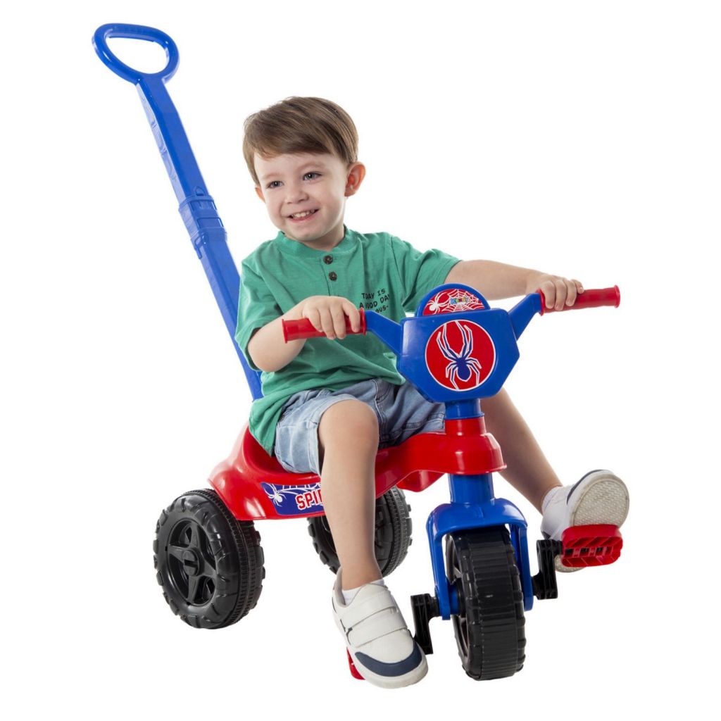 Motoca Vilotrol Triciclo Infantil Homem Aranha Kemotoca Kendy Menino Menina Empurrador Pedal selo do inmtro