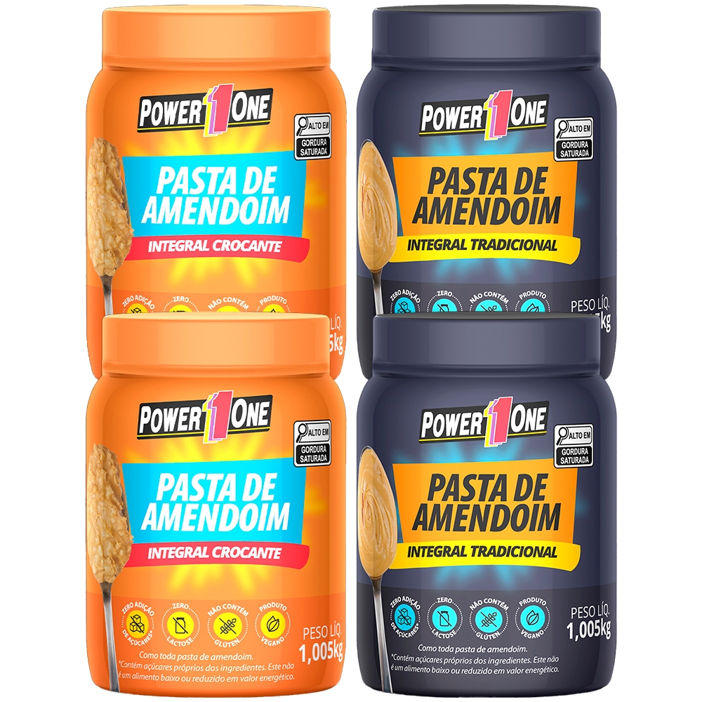 Kit 4x Pasta De Amendoim Power One 1kg Cada