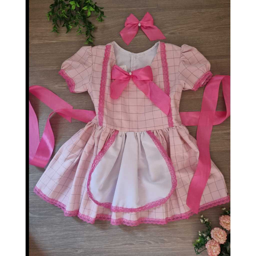 Vestido junino caipira delicado. Tamanho 10.
