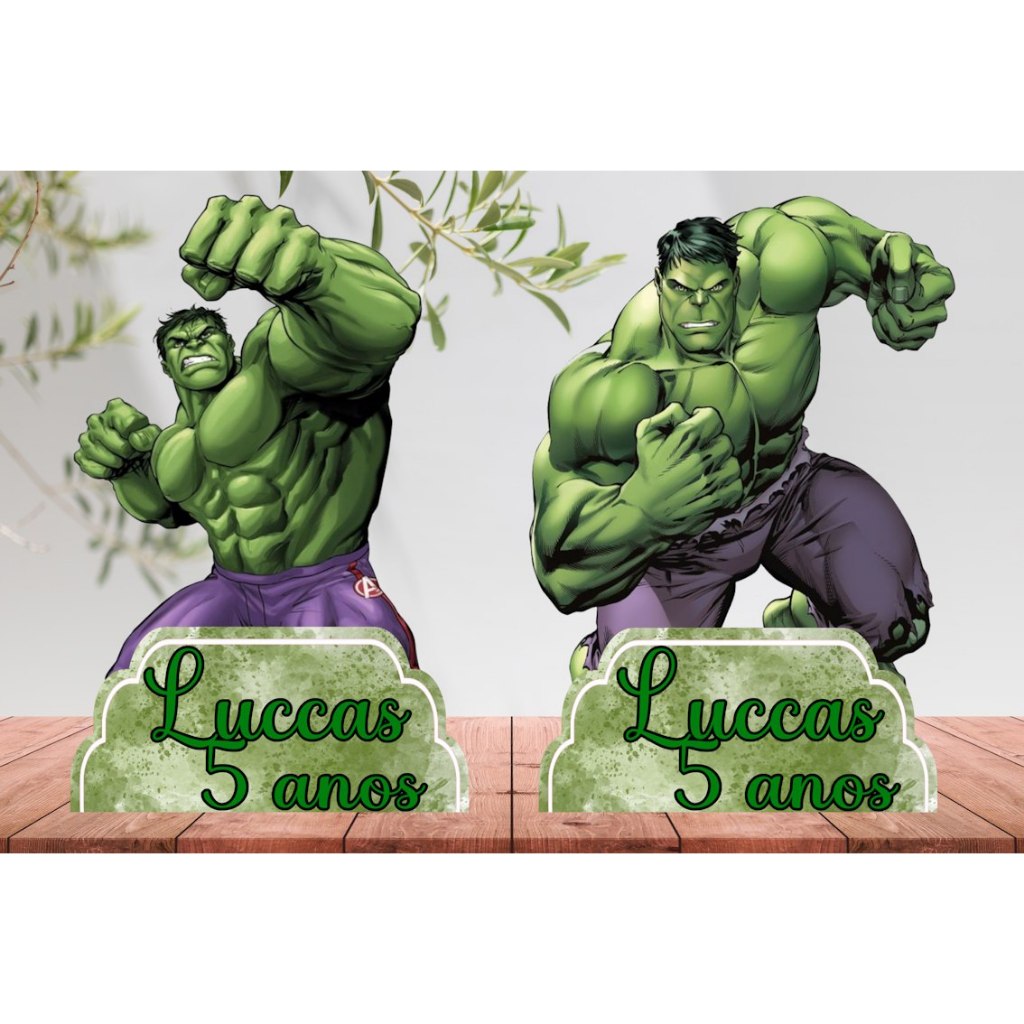 Hulk vingador  CENTRO DE MESA PERSONALIZADO COM NOME kit festa displays - envio rapido em Oferta na Shopee
