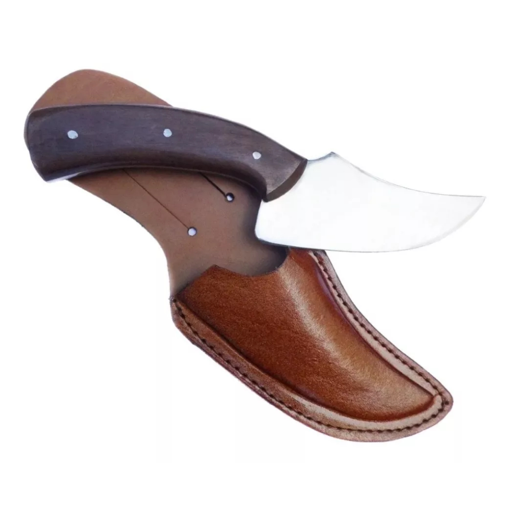 Faca Artesanal Coureadeira Skinner Cascavel 4.5 polegadas Inox Cabo Madeira Premium