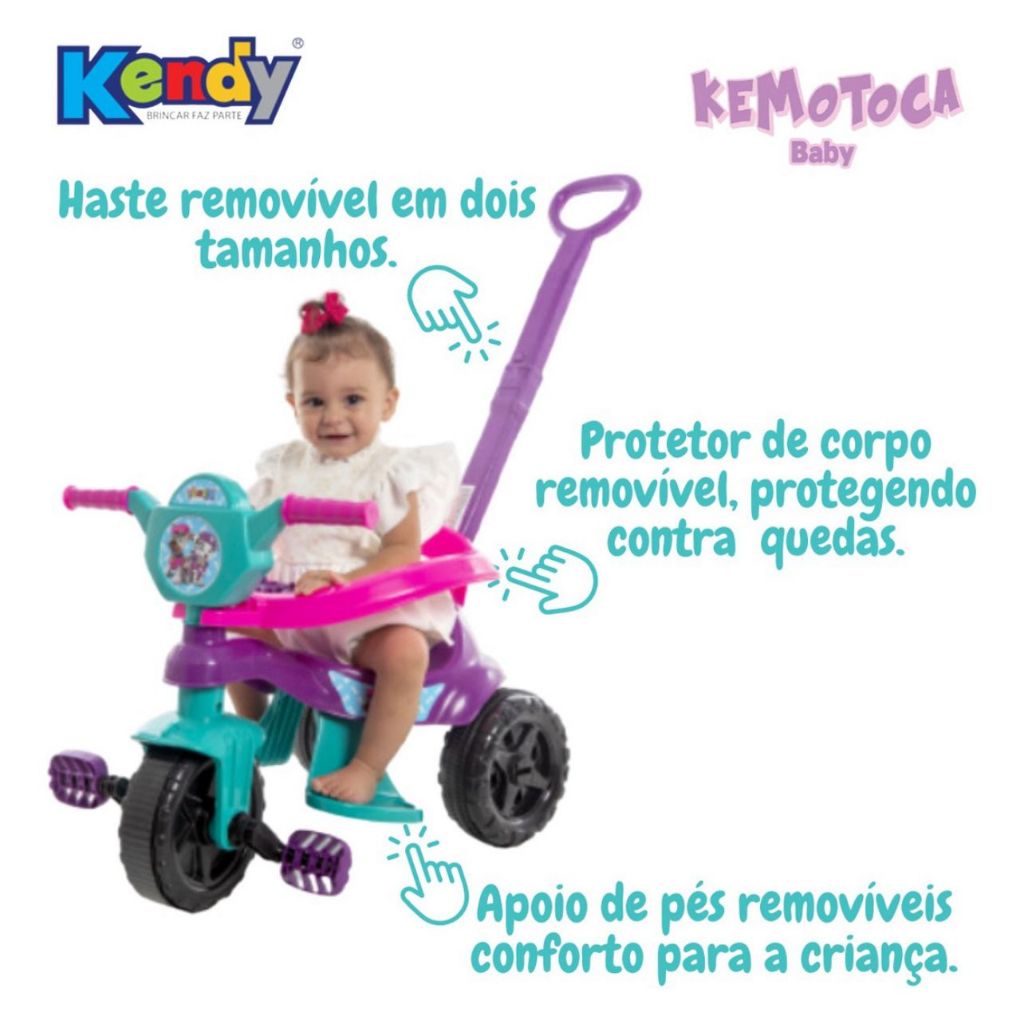 Motoca Triciclo Kendy Vilotrol Ifantil Patrulha Canina Proteção Menino Menina Bebes Proteção Lateral, Pedal, Empurrador em Oferta na Shopee