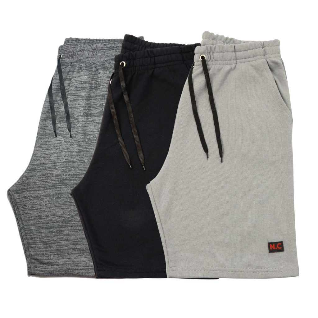 Kit 3 Bermudas Shorts Moletom Masculino Academia Treino lisas 2  Bolso Cores Sortidas Verão