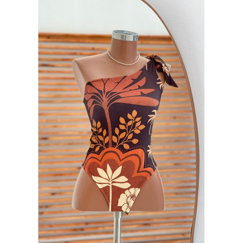 Body feminino Estampado flores um ombro só blusa floral Tecido Fluity Liso bori estampa floral