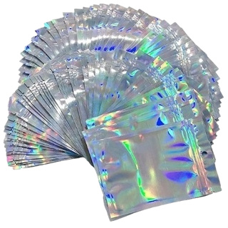 100 Unidades Saco Zip Lock Holográfico 14 x20 -50 unidades ou 100 unidades com furo. em Oferta na Shopee