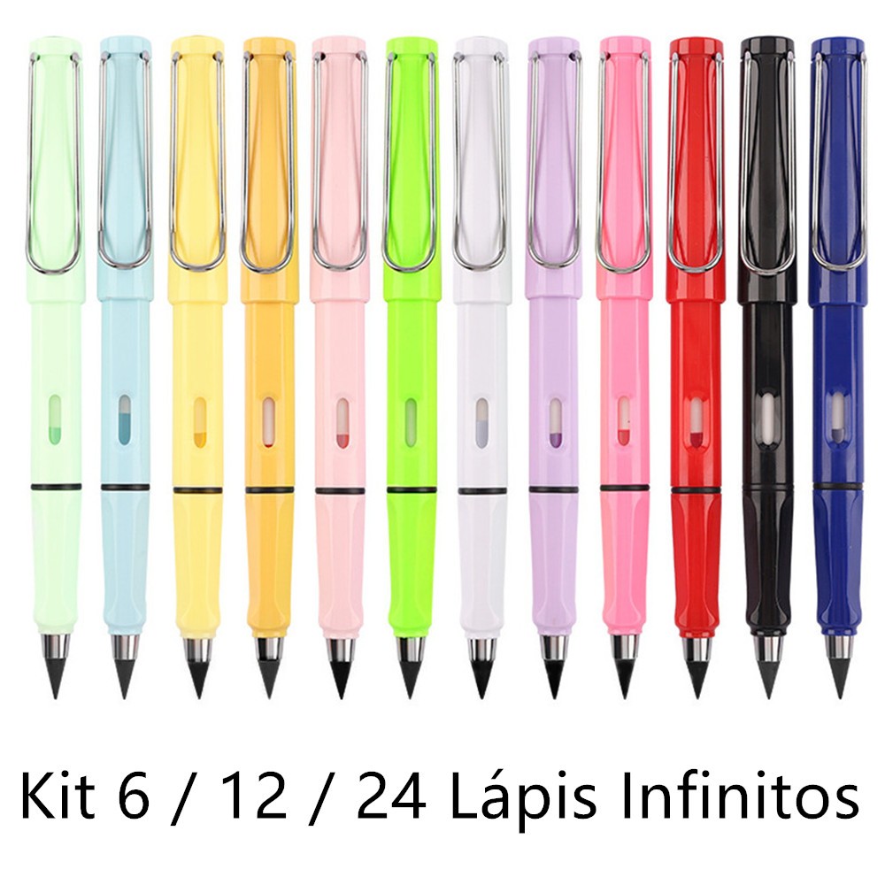Kit 6 / 12 / 24 Lápis Infinito Eterno Permanente Durável Com Borracha P/ Lembrancinha Festa Empresa