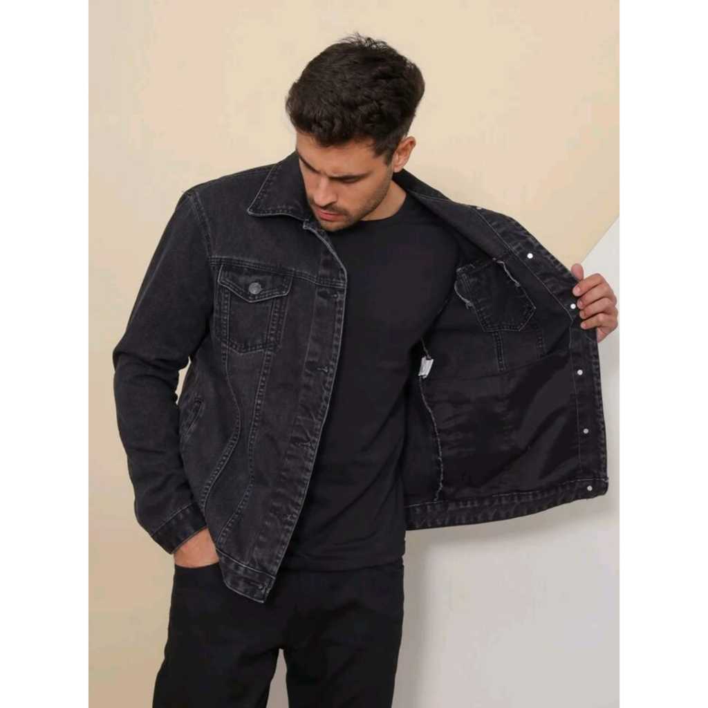Jaqueta Jeans Masculina com Bolso e Botões na Frente 100% Algodão em Oferta na Shopee