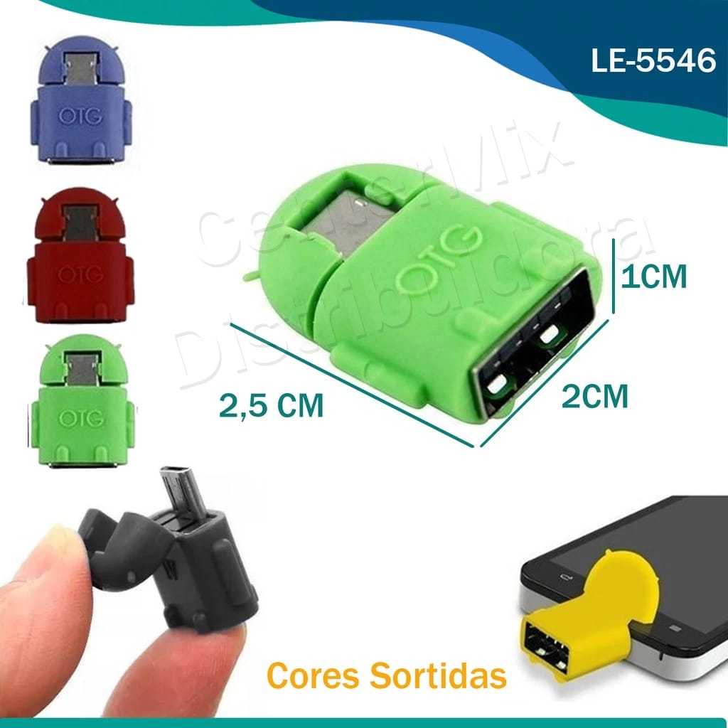 kit 10 adaptador OTG micro Usb V8 para usb femea pendrive celular LE-5546