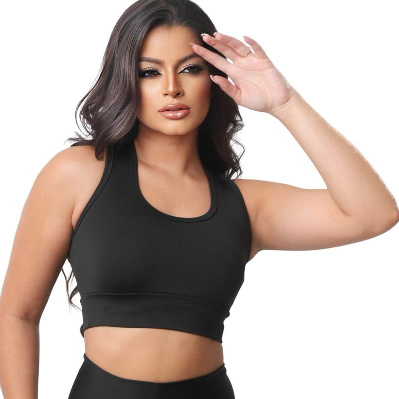 Top Fitness feminino sem bojo alta sustentação cropped de academia treino ginastica