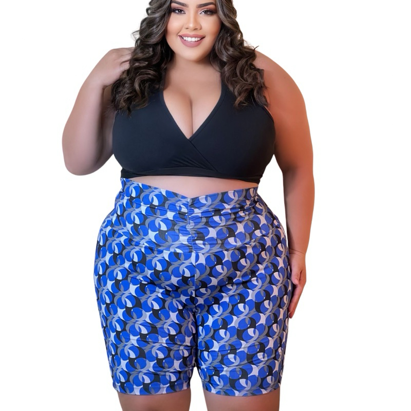 Short Ciclista Plus Size Estampado GG XGG Academia fitness treino