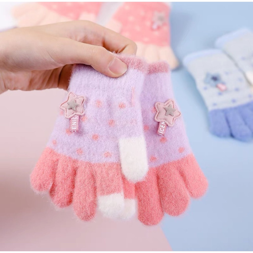 LUVAS INFANTIL ESTRELA INVERNO 7 ao 12 anos Térmica de Lã Infantil Tricô unissex em Oferta na Shopee