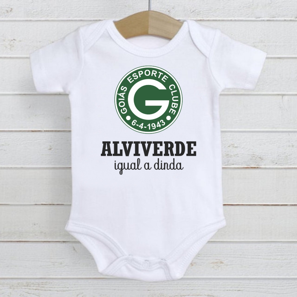 Roupa de Bebê Body time Futebol Goias Alviverde igual a dinda