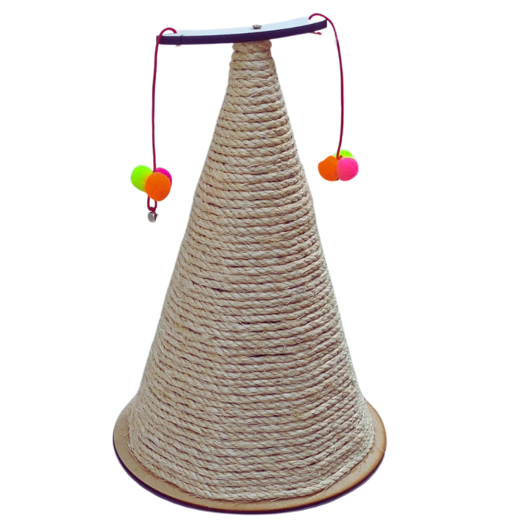 arranhador cone gato pet com brinquedos para gatos deixar próximo a caixa de areia para gato médio