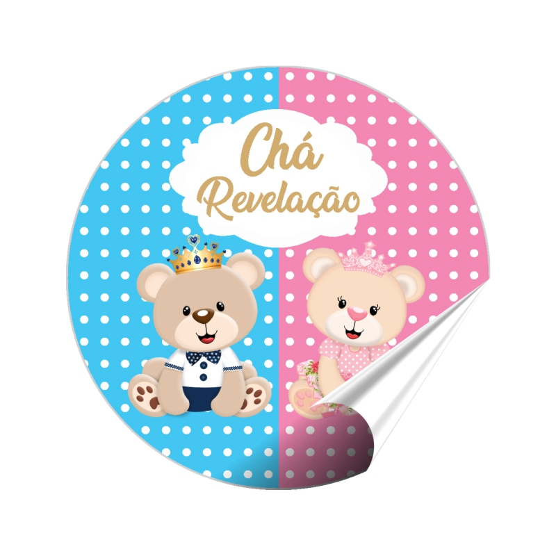 100 Adesivos Chá Revelação de Ursinhos Etiquetas Tamanho 5x5 cm Rótulos Personalizados