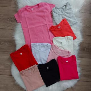 Blusa manga curta básica infantil feminina cotton em Oferta na Shopee
