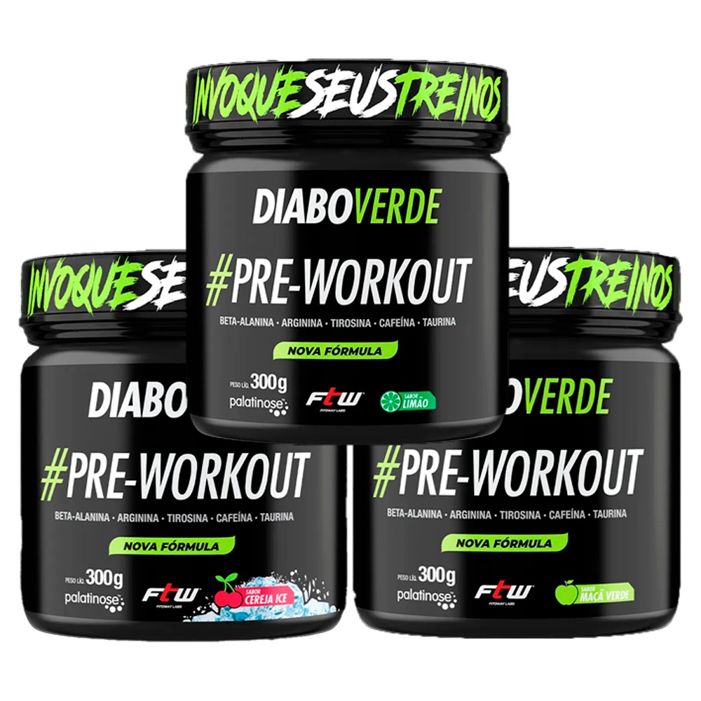 Kit 3 Pré Treino Diabo Verde Insano 300g - Ftw