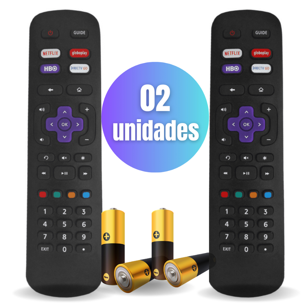 Kit 02 Controle Remoto Compatível com SEMP TCL ou TOSHIBA Roku Smart TV com Pilhas