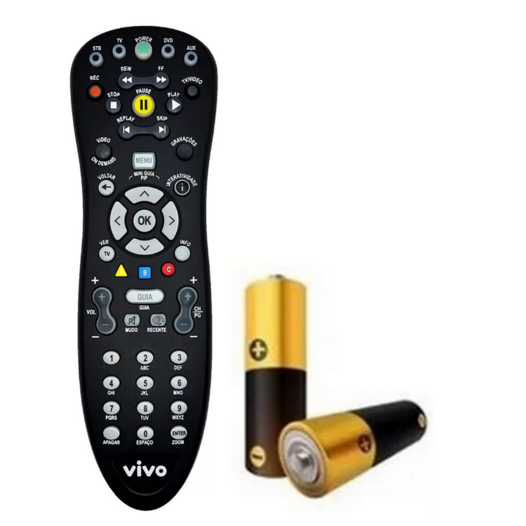 Controle  Remoto Receptor Vivo Fibra Hd At6400 Original + Pilhas