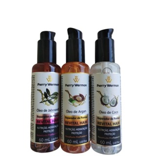 Kit Reparador De Pontas  Revital Hair Óleo Argan 60ml + Óleo De Coco 60ml + Óleo De Jaborandi 60ml Pierry Wermon em Oferta na Shopee