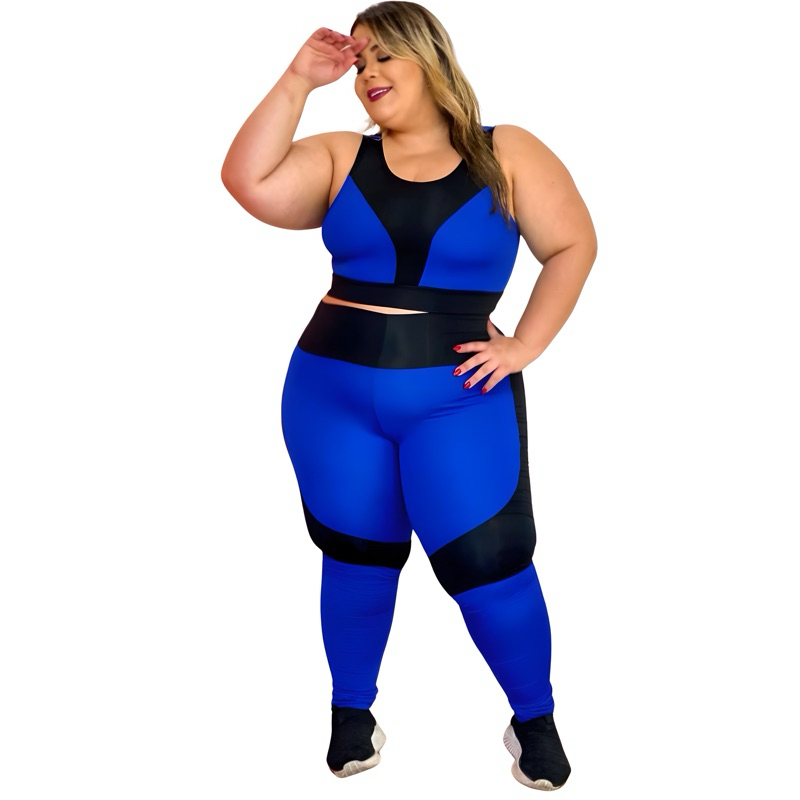 Conjunto Feminino Fitness Calça legging e Top Plus Size GG ao EXGG Modelo Curve em Oferta na Shopee