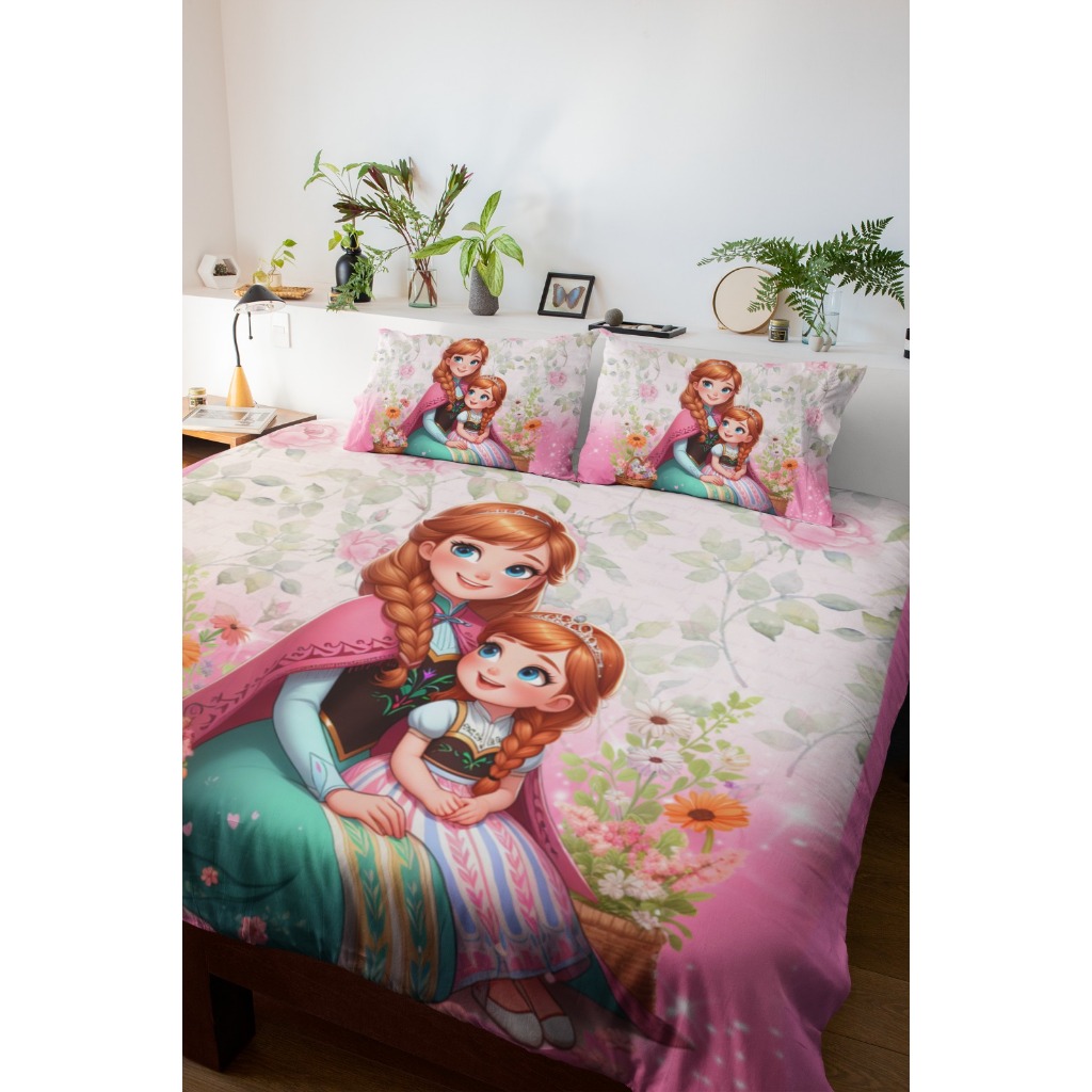 Lençol Roupa de Cama Frozen Princesa Ana Mãe e Filha
