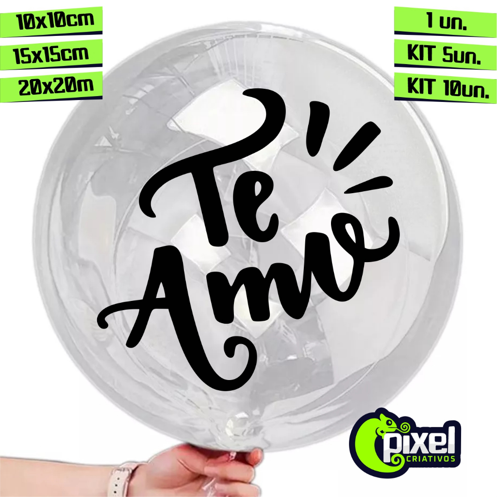 Adesivo Vinil  "TE AMO" riscos para balão, bexiga, bubble, varios tamanhos, cores e quantidades em Oferta na Shopee