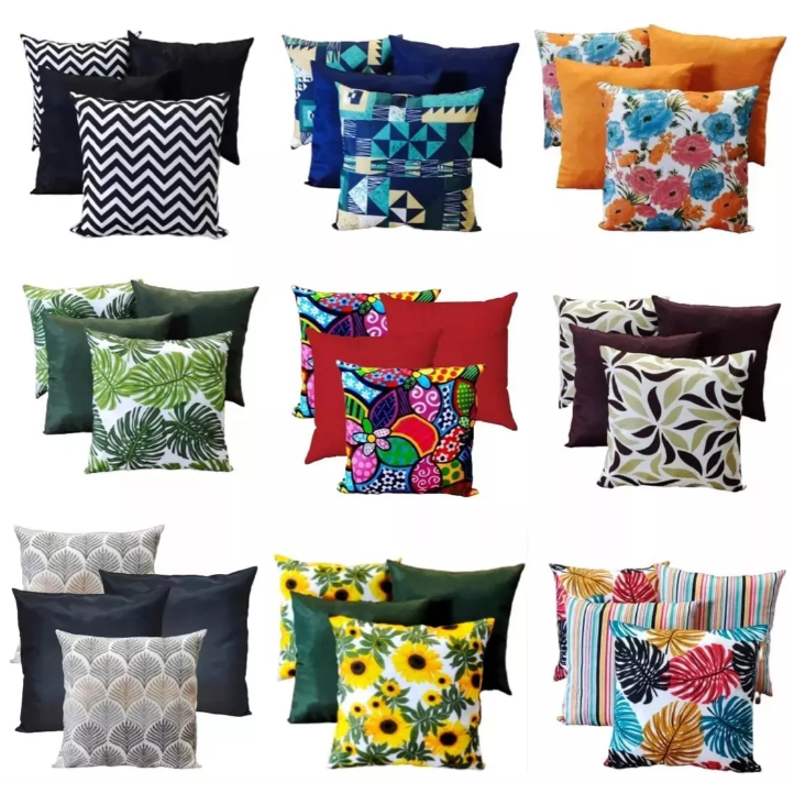 Kit 6 Almofadas Cheias Decorativas 45x45cm para Sala e Quarto Estampas Variadas
