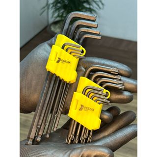 Jogo de Chave Profissional 18 Peças Torx Torque (Com Furo) + Jogo de Chave Allen Hex Bola em Oferta na Shopee