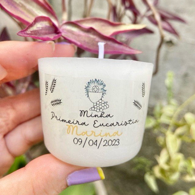 10 Velas Personalizadas - Lembrancinhas de Primeira Eucaristia