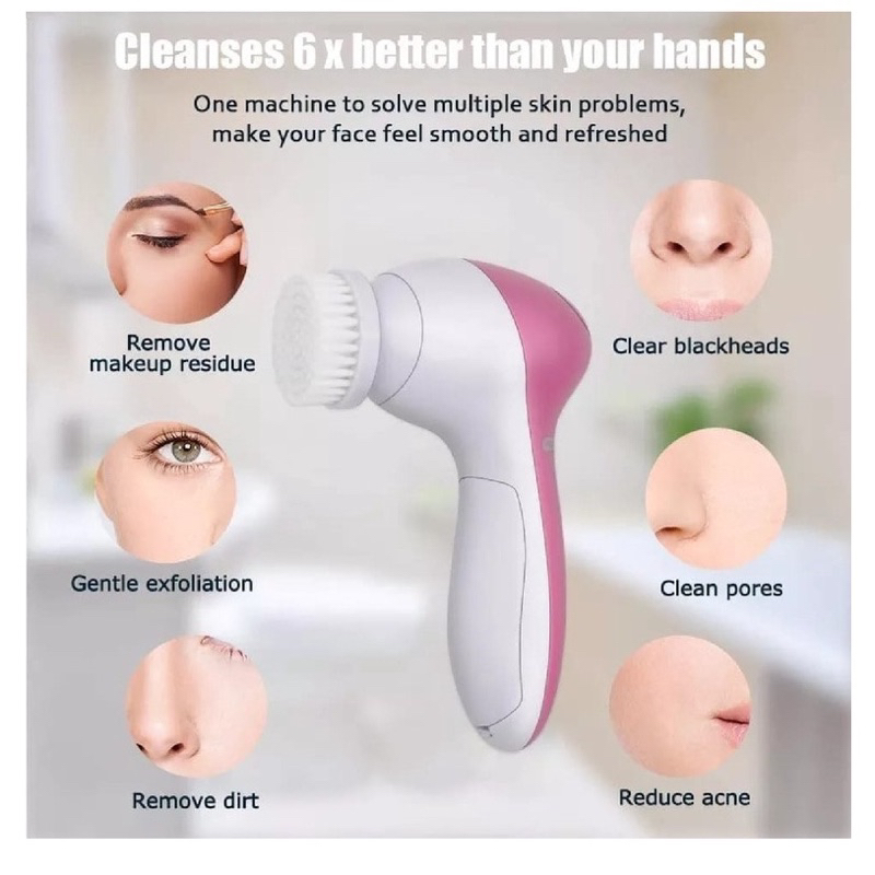 Jnlvariedades Escova Elétrica Limpeza Massageadora Facial Esfoliação 5-em 1–8782