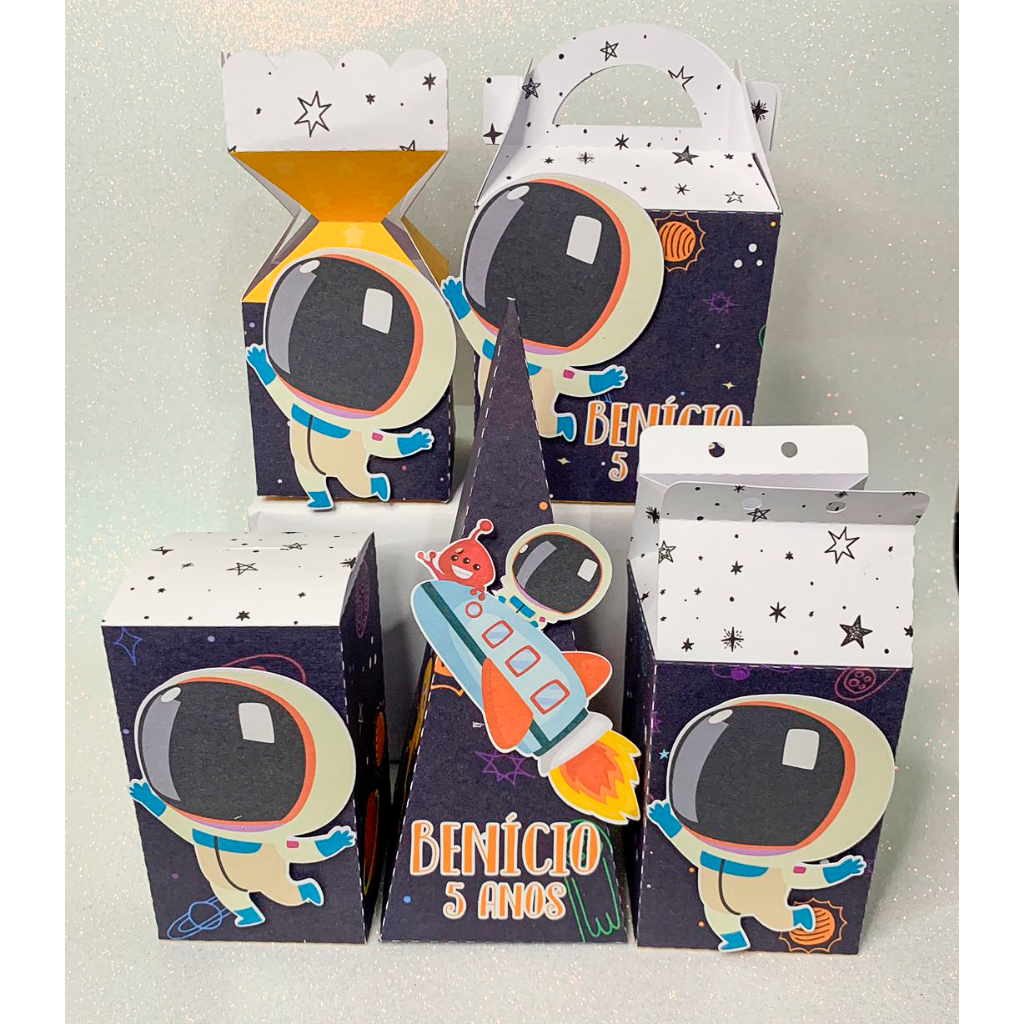 Kit Personalizados Astronauta Lembrancinhas Caixinhas para Festa De Aniversário