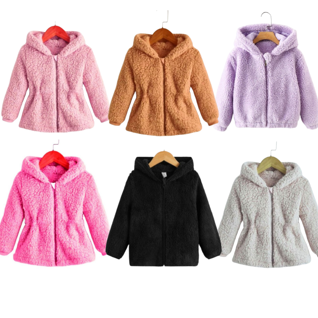 Blusa de frio Menina Infantil Pelinho com Capuz feminina Touca Tedy Casaco Teddy Ted Jaqueta Infantil Roupa de Frio Con