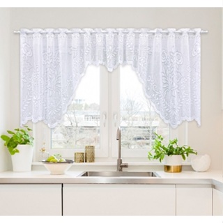 Cortina Cozinha/Sala De Renda Branca Cascata Capri Floral 2,95 m x1,00 m em Oferta na Shopee