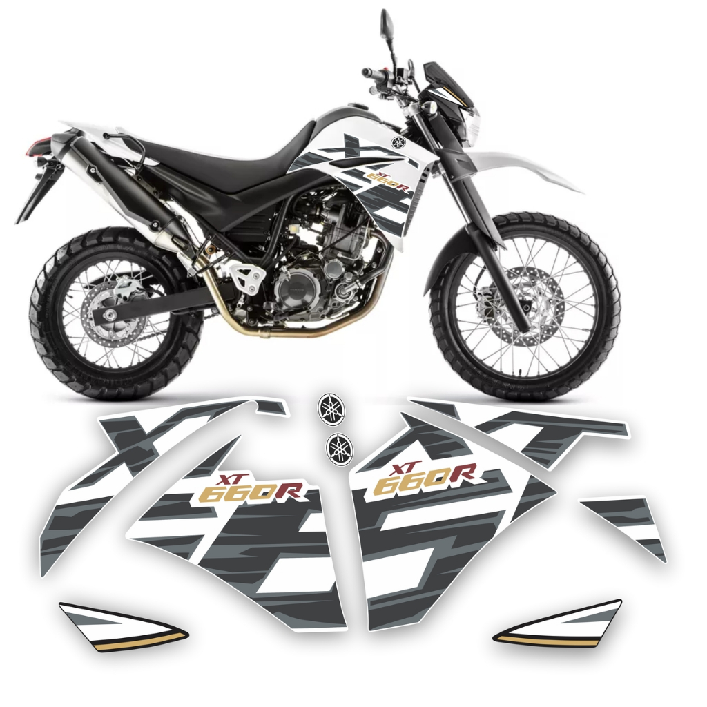 Kit Jogo Faixas Adesivos Emblemas XT 660 660R Cores Personalizadas Laminado
