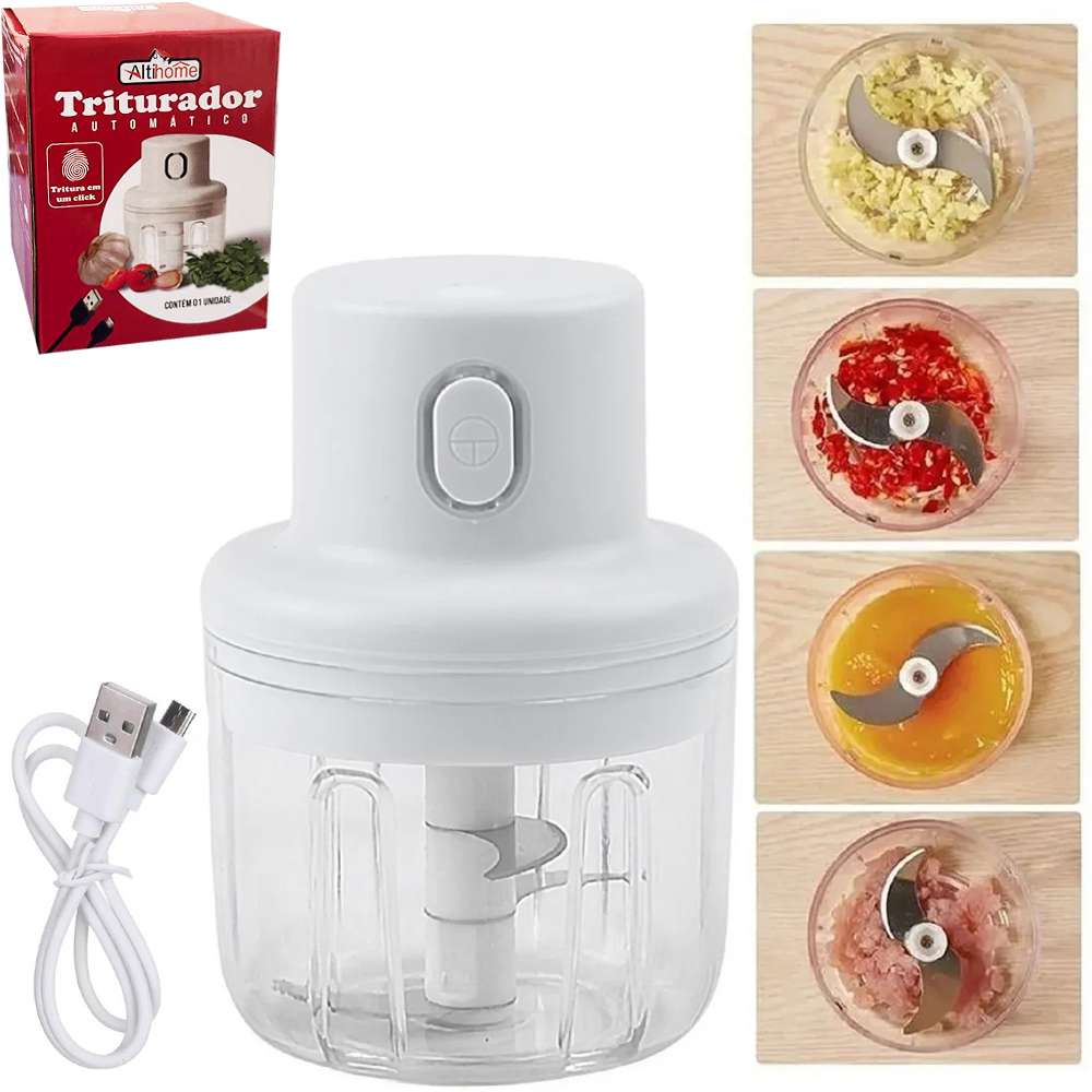 Processador Triturador Alimentos Recarregável USB 250ml picador frutas legumes Multiprocessador moedor