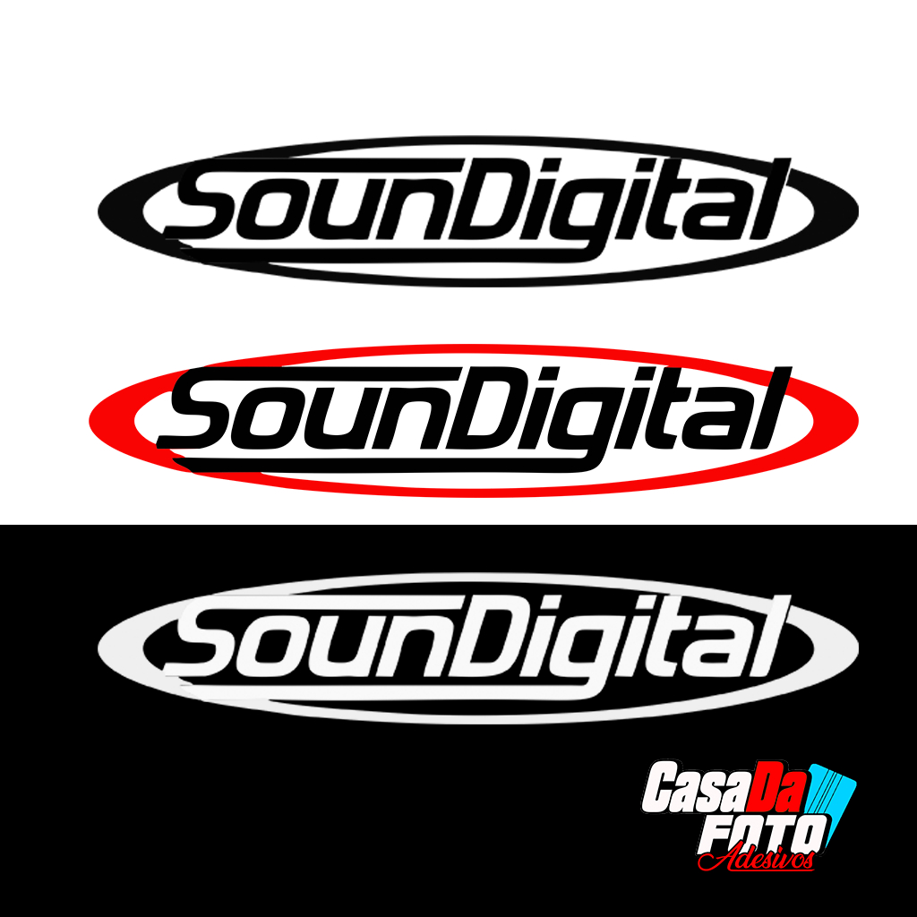 adesivo SounDigital para carro, paredão de som e decoração feito em vinil automotivo branco preto vermelho