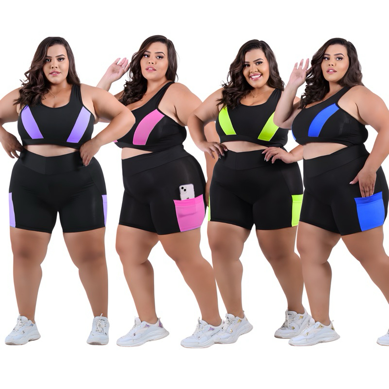 Kit 4 Conjuntos Fitness com bolso Plus size e Slim G GG XGG EXGG (40 ao 54) Modelo curves ...