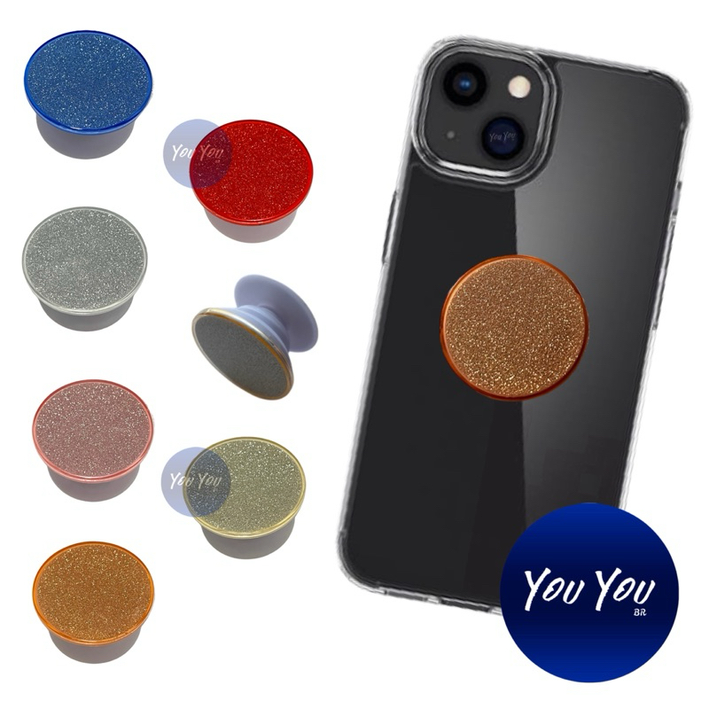 Suporte pop para celular de dedo com brilho